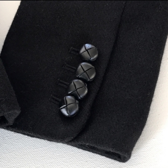 J.Crew VINTAGE Black Bella Herringbone Fiona 100% Wool Blazer Jacket Coat | sz 4 - Picture 9 of 16